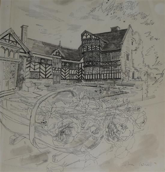 John Ward (1917-2007) Gawsworth Hall, Cheshire 39 x 36cm